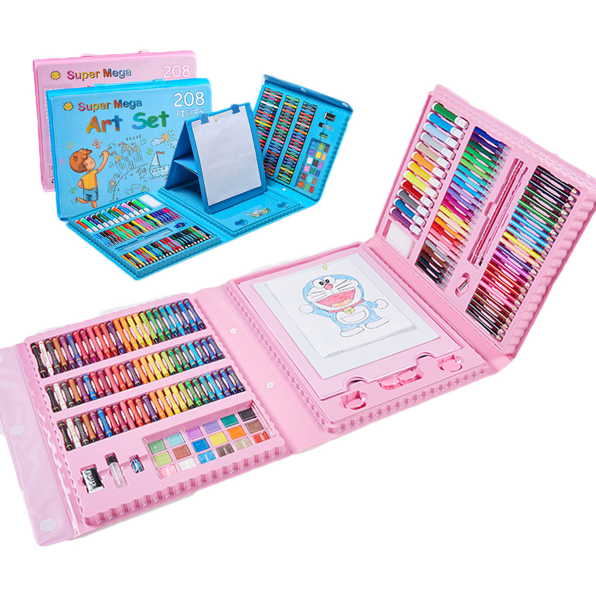 208PCS Kids Art Set Box Case Paint Draw Drawing Board Colour