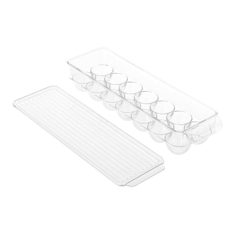 Egg Tray Holder with Lid Fridge Clear Storage Container Case Rack Holds 14 Eggs