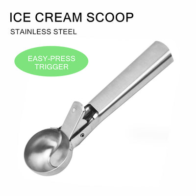 Stainless Steel Icecream Ice Cream Scoop Cookie Dough Potato Mash Spoon Trigger