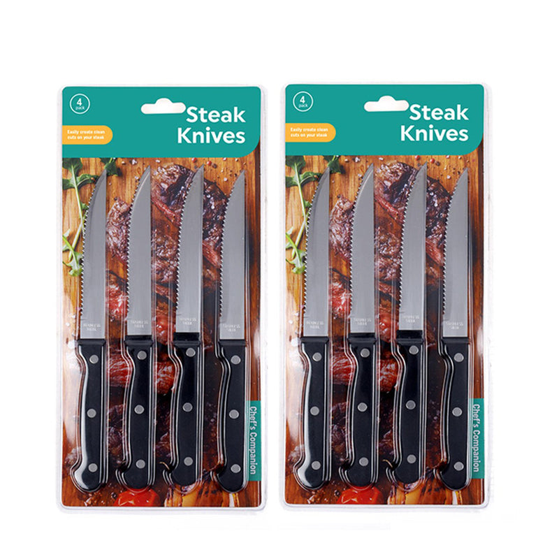 8PCS Steak Knives Sharp Stainless Steel Serrated Blade Steak Kitchen Knife 21.5cm