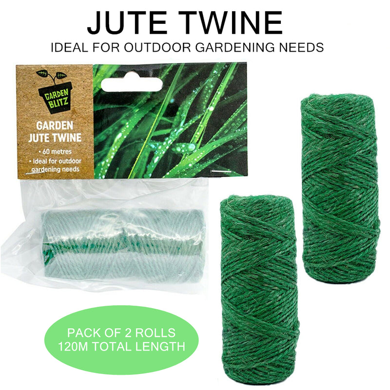 2 x Garden Jute Twine Roll Green Gardening String Rope DIY Craft Art Floristry 60m/Roll