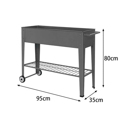 Metal Planter Box Raised Garden Bed Elevated Mobile Pants Herb Growing Container