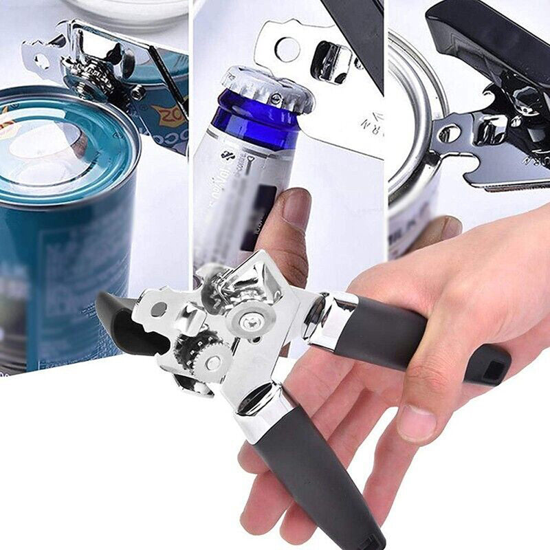 3-in-1 Can & Bottle Opener Universal Stainless-Steel Manual Heavy-Duty Non-Slip Grip