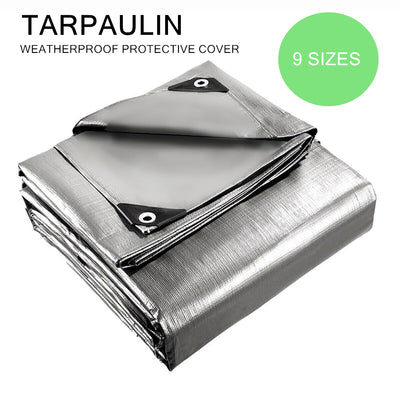 Heavy Duty Tarpaulin Waterproof Cover Shelter Camping Car Weatherproof Silver Tarp