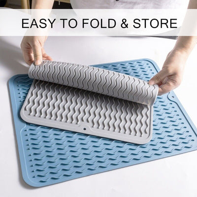 Silicone Sink Dish Drying Mat Kitchen Rectangle Non-Slip Heat Resistant Drainer Dry