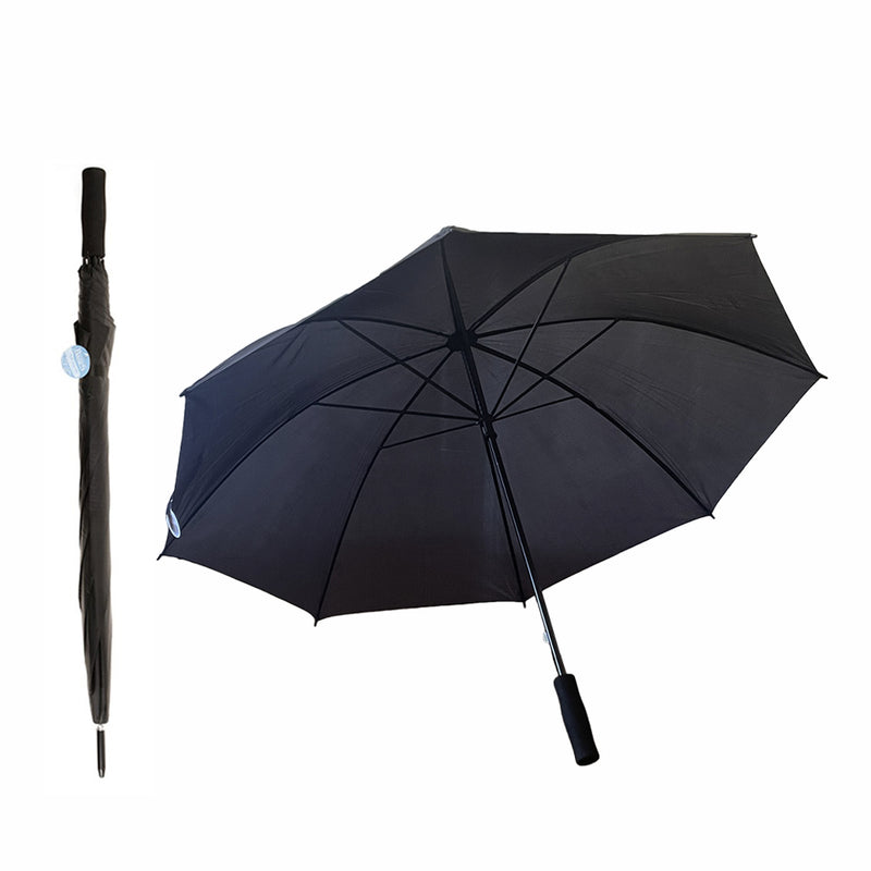 Long 94cm Golf Umbrella Manual Open & Close EVA Handle Black Waterproof Large