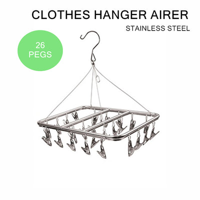 Stainless Steel Pegs Clothes Dryer Rack Hanger Metal Rectangle Airer Socks Underwear