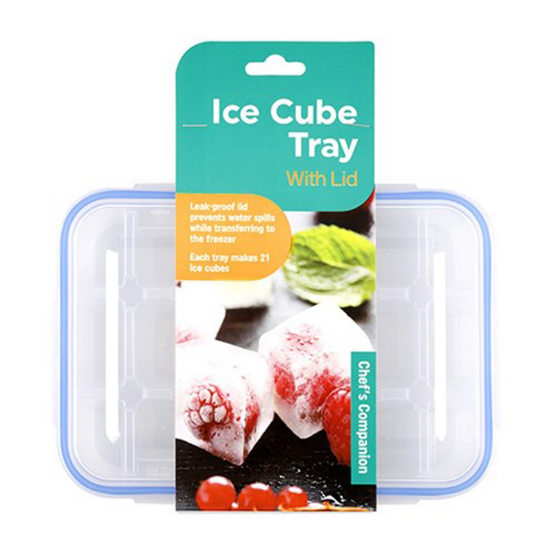 2PCS Ice Cube Tray Mould with Leak-Proof Lid Plastic Storage Container Maker Tool