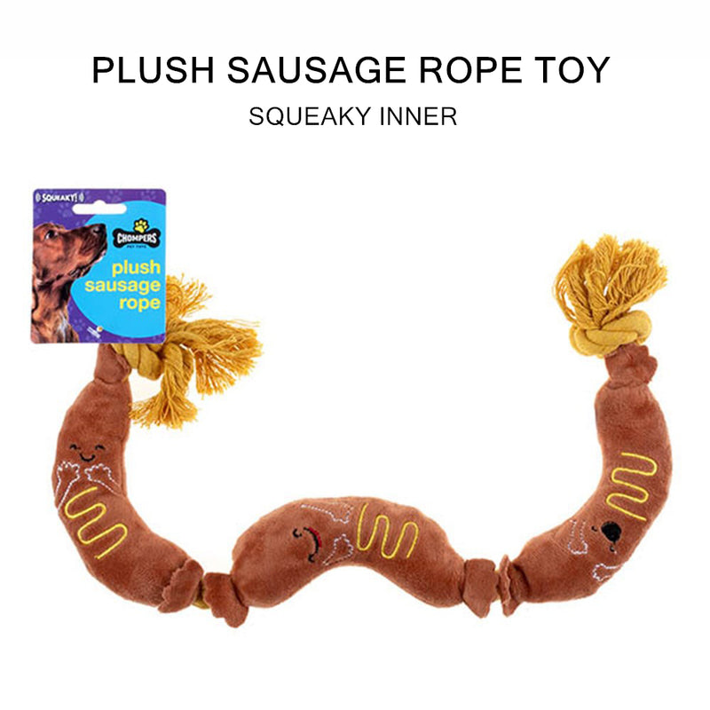 Pet Dog Toy Plush Sausage Rope Squeaky Funny Cute Play Training Fetch Toys