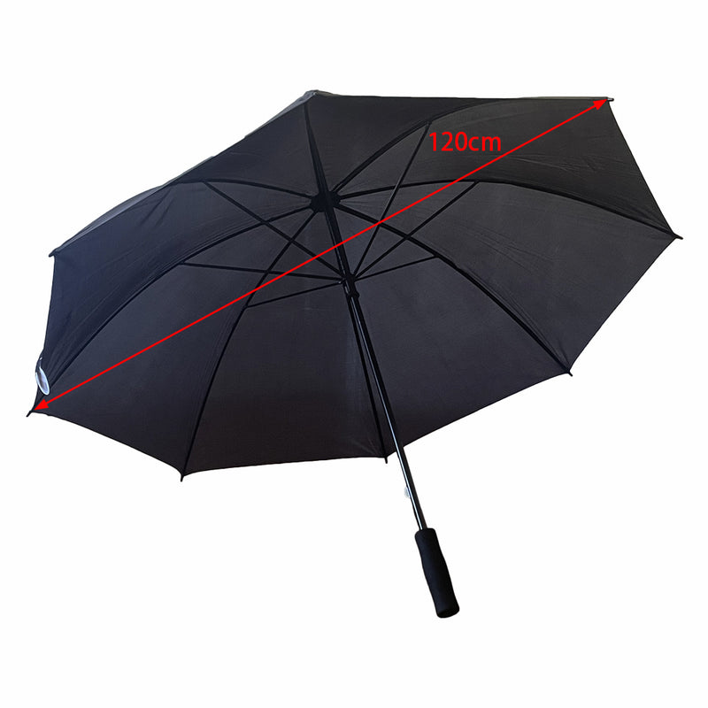 Long 94cm Golf Umbrella Manual Open & Close EVA Handle Black Waterproof Large