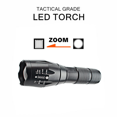 Tactical Grade LED Torch Ultra Bright Flashlight Waterproof Hiking Camping Lamp Light