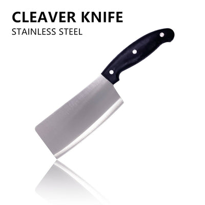 Cleaver Knife Stainless Steel Blade Kitchen Chef Cook Knives Sharp Butcher Meat Fruit