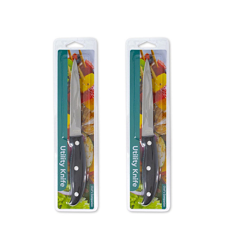 2PCS Utility Knife Stainless Steel Blade Kitchen Chef Cook Knives Sharp Meat Fruit Slice