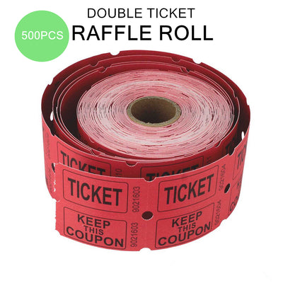 500PCS Double Ticket Party Raffle Roll Carnival Festival Event Coupon Tickets Number