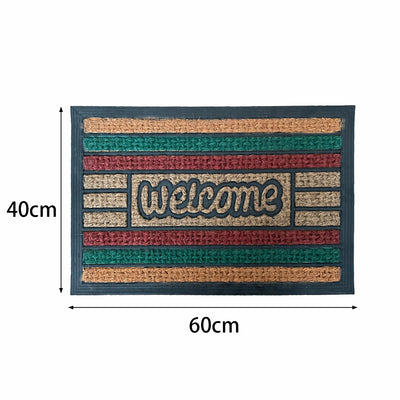 Coir Door Mat Welcome Entry Front Home Floor Mats Non-Slip Rubber Backing Outdoor