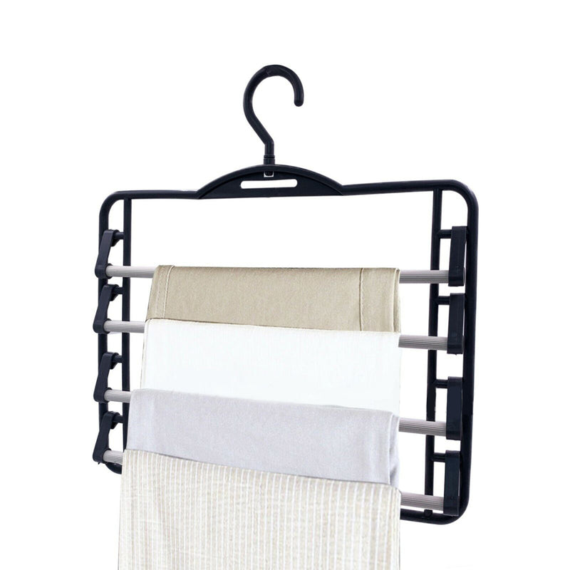 2 x 4-Tiers Trouser Pants Hanger Clothes Ties Rack Non-Slip Space Saving Organiser