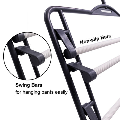 2 x 4-Tiers Trouser Pants Hanger Clothes Ties Rack Non-Slip Space Saving Organiser