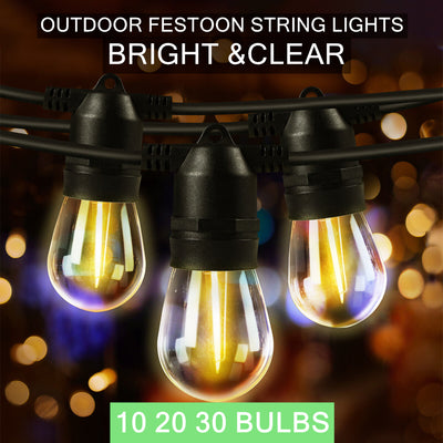 Outdoor Festoon Lights LED Globe Bulb String Lighting Christmas Party 14M-32M Decor