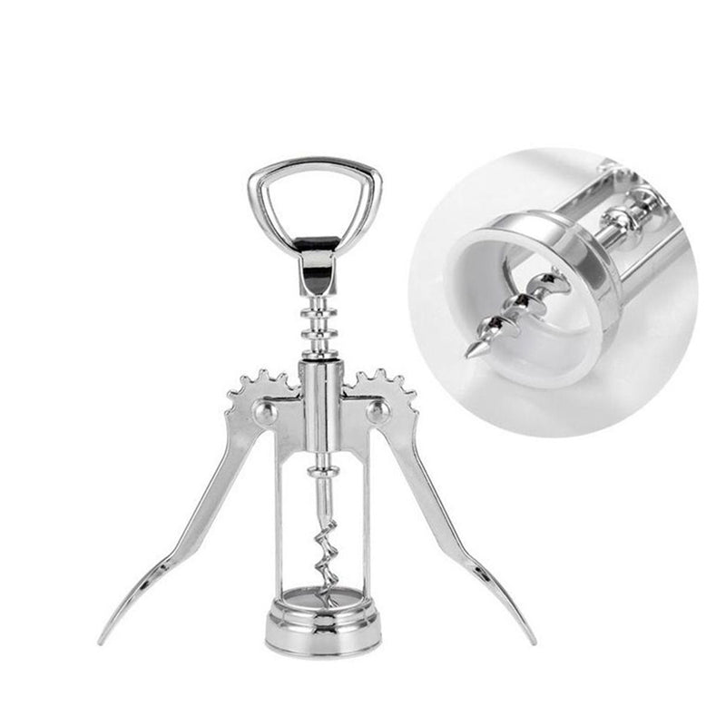 2-in-1 Classic Winged Corkscrew Wine Bottle Cork Opener Wing Handle Stainless Steel