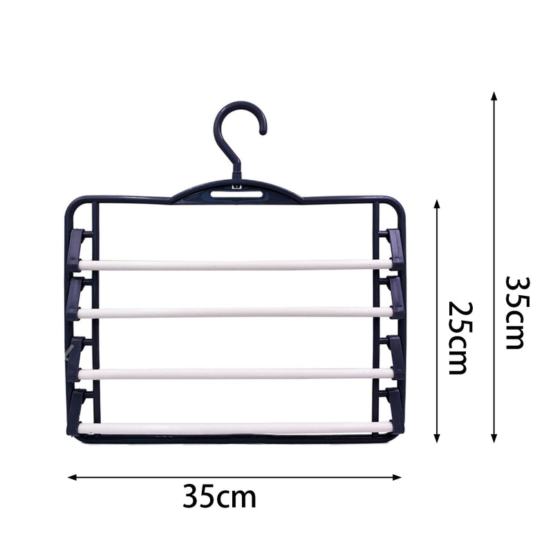 2 x 4-Tiers Trouser Pants Hanger Clothes Ties Rack Non-Slip Space Saving Organiser