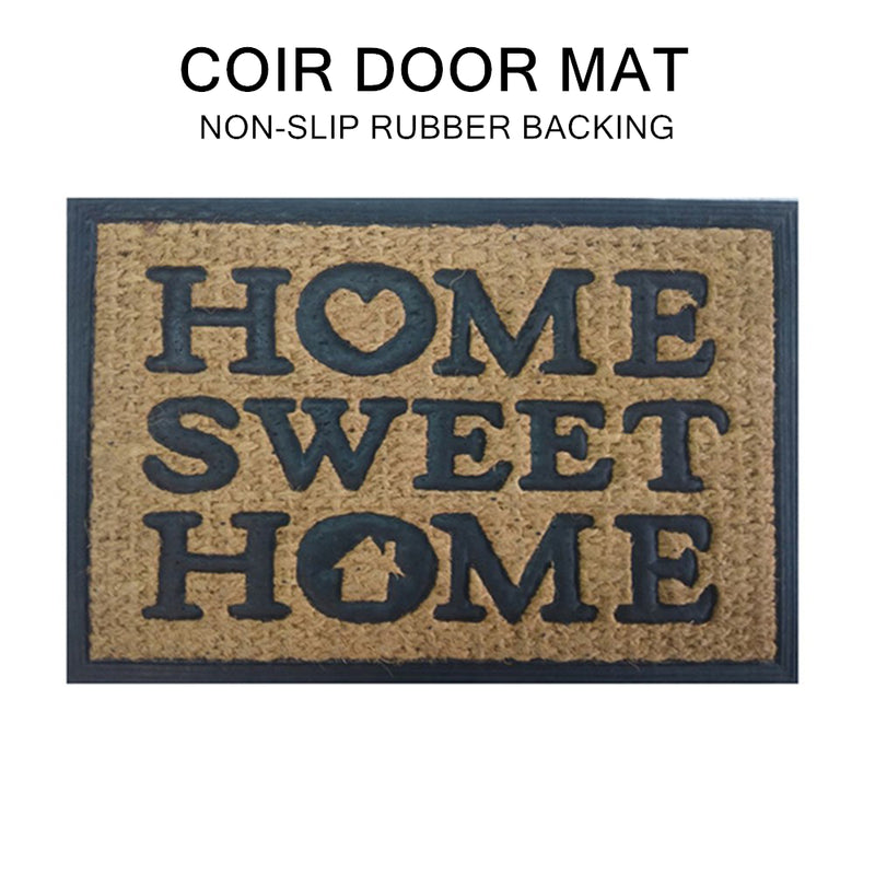 Coir Door Mat Home Sweet Home Entry Front Home Floor Mats Non-Slip Rubber Back