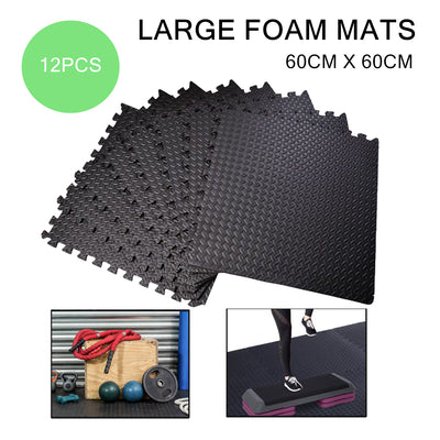 12PCS Large Interlocking Foam Flooring Heavy Duty Foam Mats Gym Fitness Floor Tiles