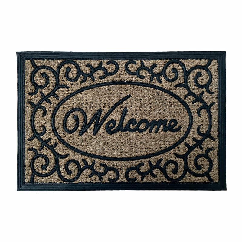 Coir Door Mat Welcome Entry Front Home Floor Mats Non-Slip Rubber Backing Outdoor