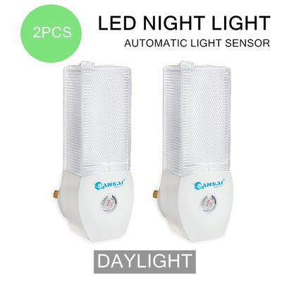 2PCS Automatic LED Night Light Lamp Sensor Auto On/Off Hallway Bedroom Daylight