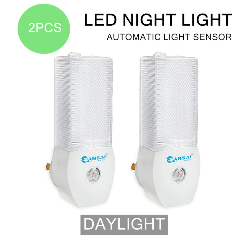 2PCS Automatic LED Night Light Lamp Sensor Auto On/Off Hallway Bedroom Daylight