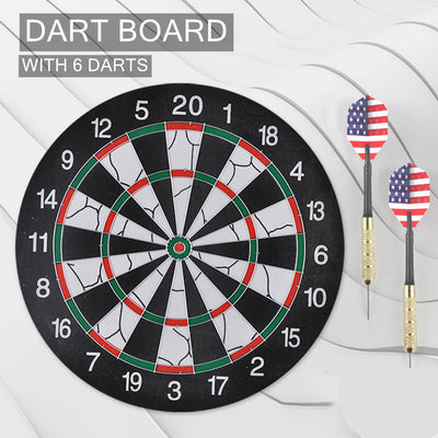 18” Dart Board Set Double-Sided Dartboard with 6 Darts Family Competition Game