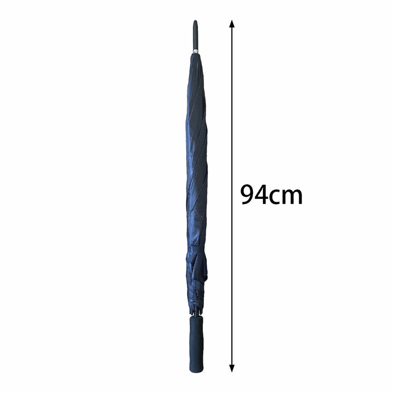 Long 94cm Golf Umbrella Manual Open & Close EVA Handle Black Waterproof Large