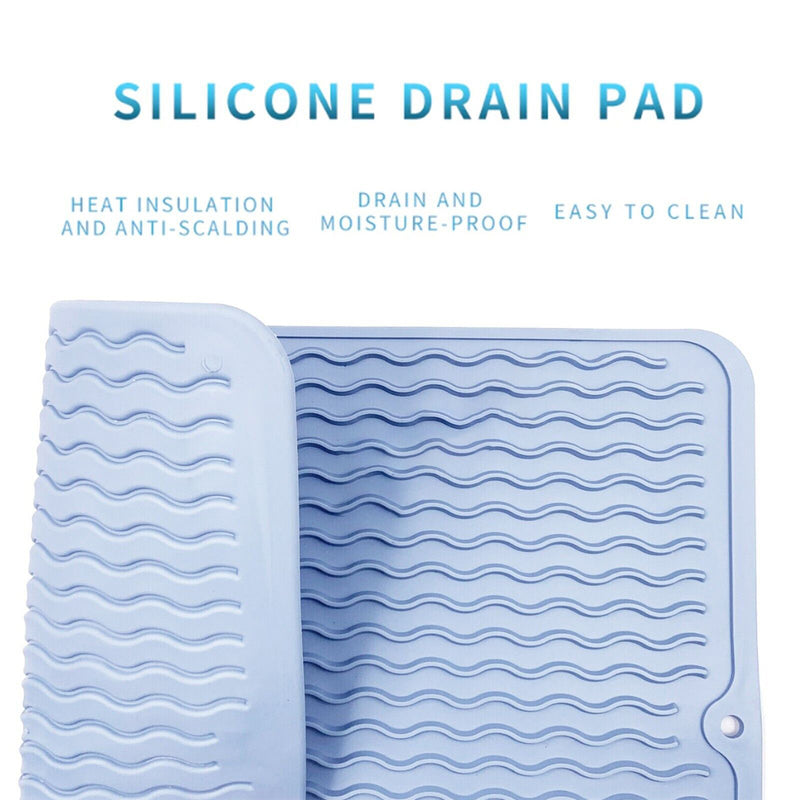 Silicone Sink Dish Drying Mat Kitchen Rectangle Non-Slip Heat Resistant Drainer Dry