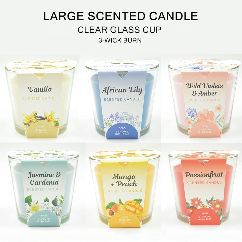 36 Hours Scented Candle in Glass Cup Candles Weddings Gift Home Décor Scents 500g