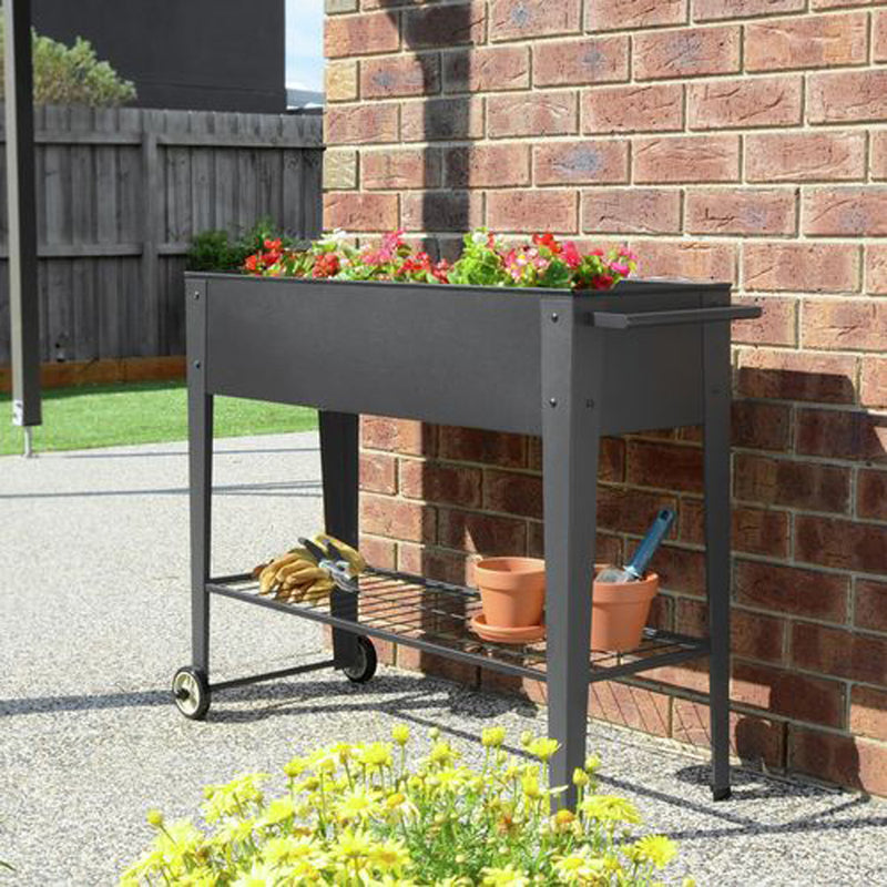 Metal Planter Box Raised Garden Bed Elevated Mobile Pants Herb Growing Container