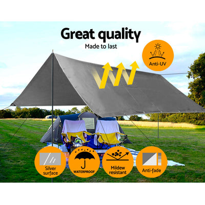 Heavy Duty Tarpaulin Waterproof Cover Shelter Camping Car Weatherproof Silver Tarp