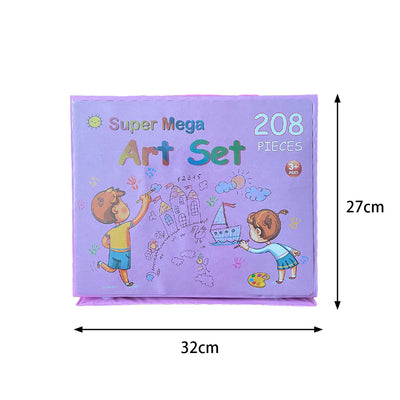 208PCS Kids Art Set Box Case Paint Draw Drawing Board Colour Pencils Pastels Artist Kit