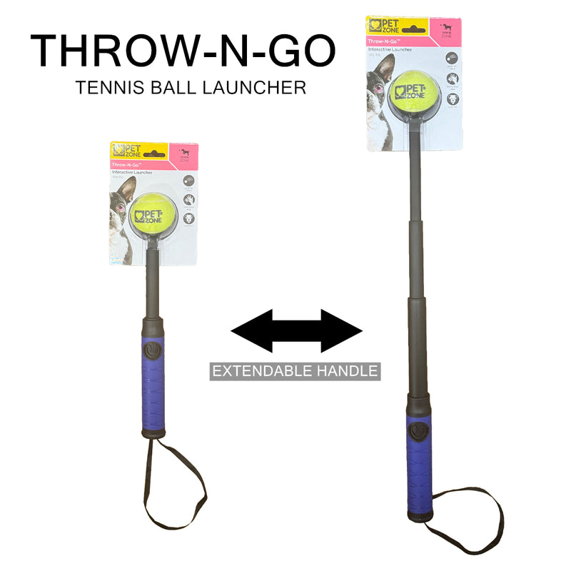 Dog Tennis Ball Launcher Interactive Thrower Pet Toy Fetch Game Collapsible Handle