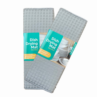 2 x Dish Drying Mat Absorbent Microfibre Mats Reversible Microfiber Kitchen Sink