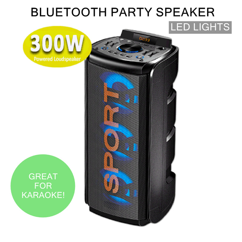 Bluetooth Wireless Party Speaker 300W Singing Karaoke Mic FM Radio Stereo Heavy Bass