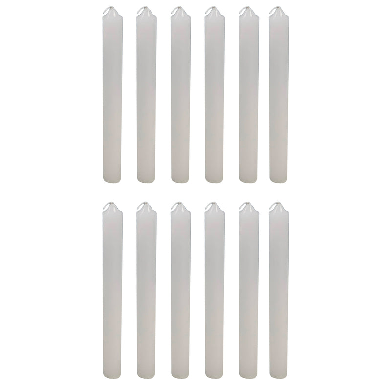 12 x Dinner Candle Unscented White Candles Plain 20cm Long Wedding Church Home