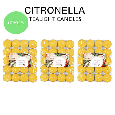 60PCS Citronella Tea Light Candles Mosquito Repellent Tealights Non-Toxic Candle