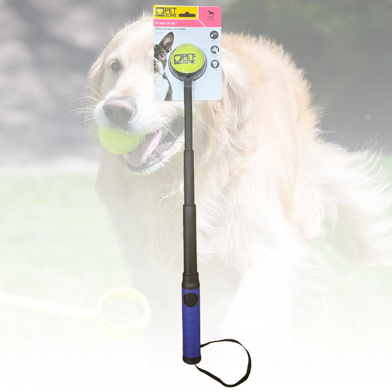 Dog Tennis Ball Launcher Interactive Thrower Pet Toy Fetch Game Collapsible Handle