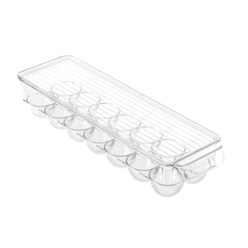 Egg Tray Holder with Lid Fridge Clear Storage Container Case Rack Holds 14 Eggs