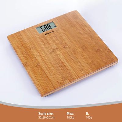 180kg Electronic Digital LCD Bamboo Platform Body Bathroom Scale Gym Weight Scales