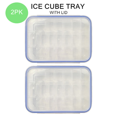 2PCS Ice Cube Tray Mould with Leak-Proof Lid Plastic Storage Container Maker Tool