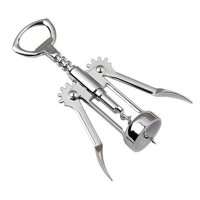 2-in-1 Classic Winged Corkscrew Wine Bottle Cork Opener Wing Handle Stainless Steel