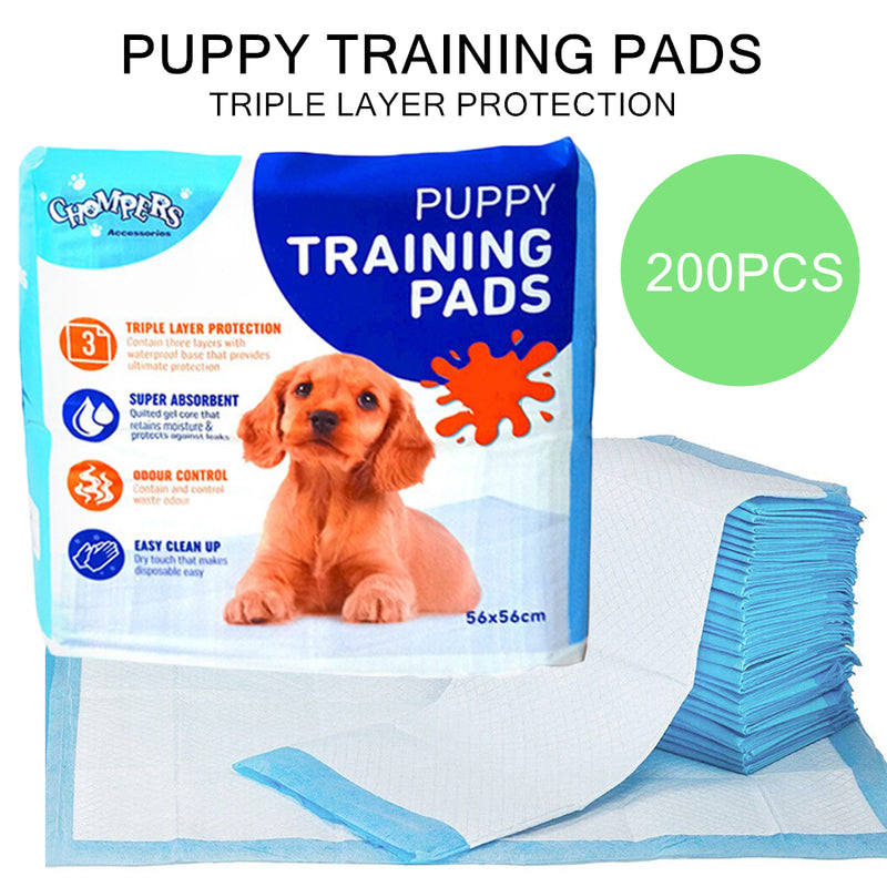 200PCS Puppy Pet Dog Training Pads Super Absorbent Quilted Triple Layer 56x56cm