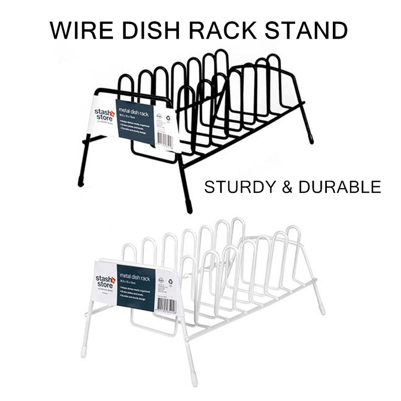 Metal Dish Rack Stand Kitchen Plate Pot Lids Drying Drainer Wire Holder Organiser