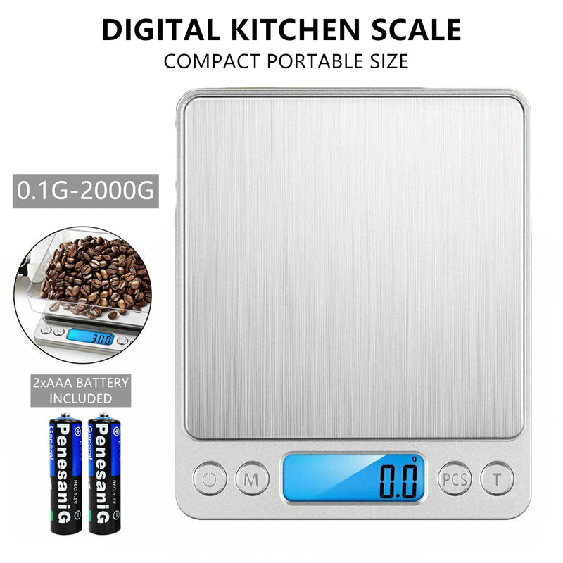 Digital Compact Portable Scale Jewellery Gold Weighing Kitchen Food Pocket 0.1g/2kg