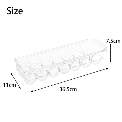 Egg Tray Holder with Lid Fridge Clear Storage Container Case Rack Holds 14 Eggs